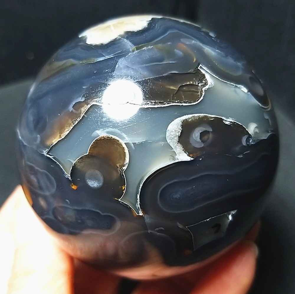 RARE 526G Natural Polished Colorful Agate Stone Ball Healing Madagascar A4723