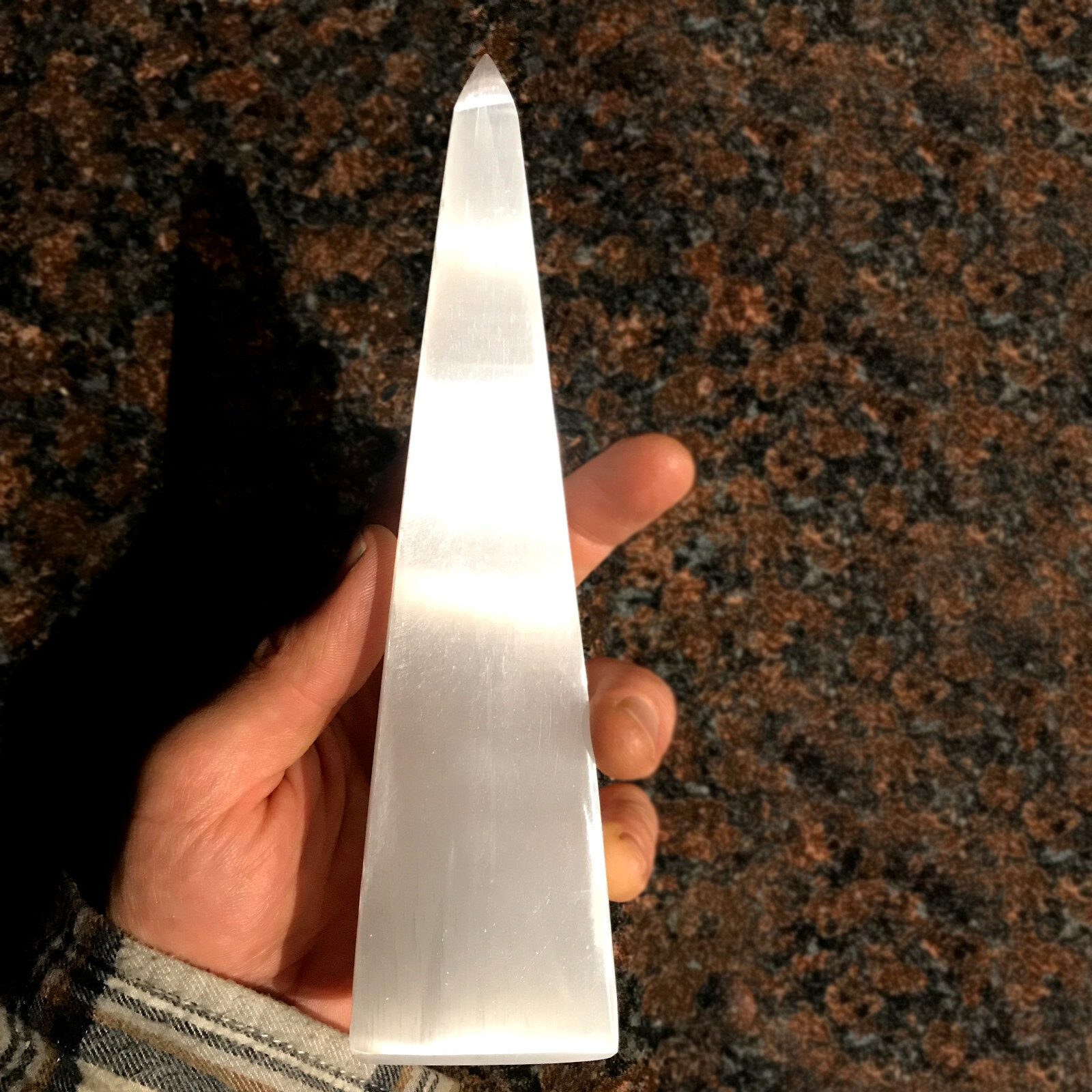 Large SELENITE TOWER 8″ inch Crystal Obelisk Morocco Natural Carved Heal Energy