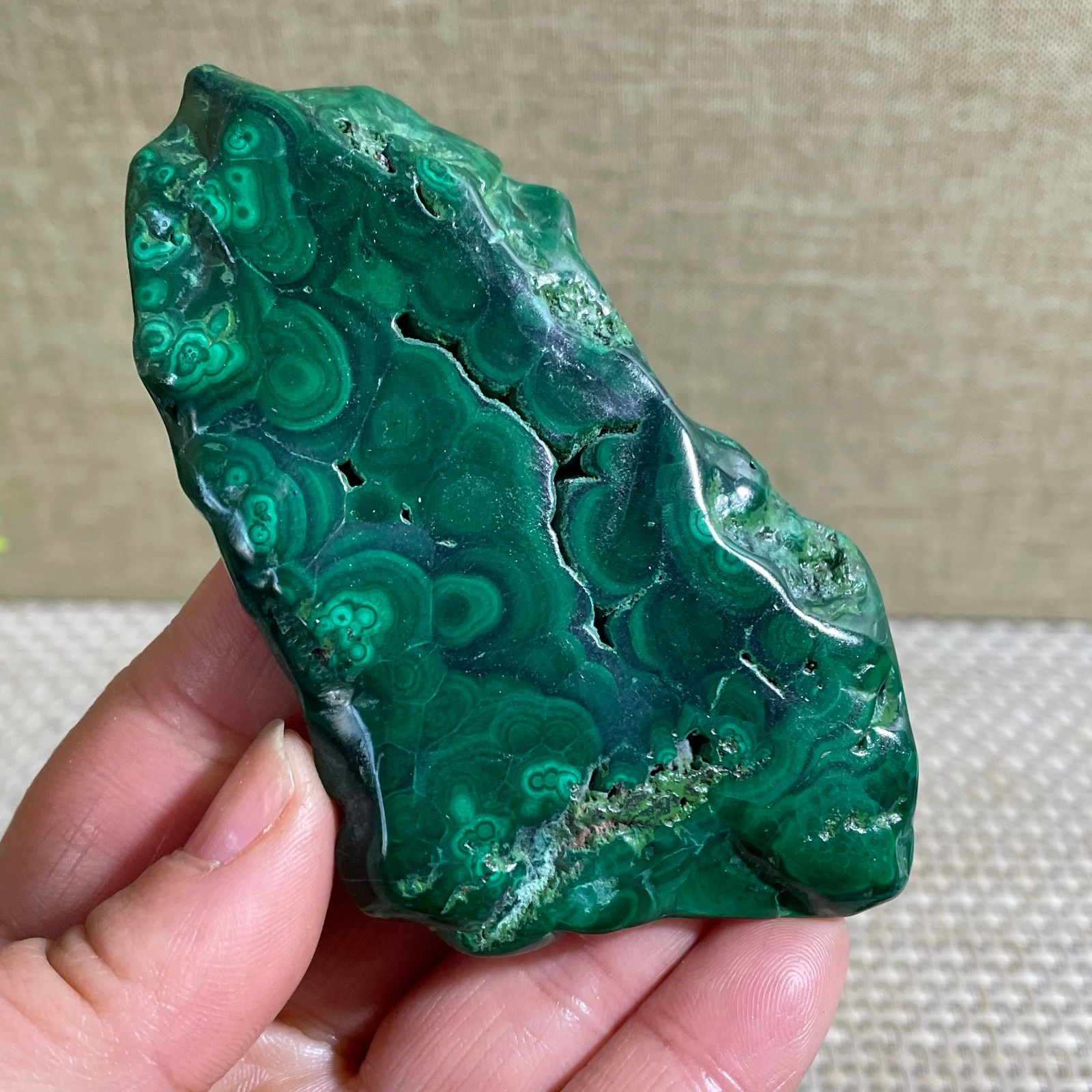 72g Genuine Malachite Slice Slab, Home Decor