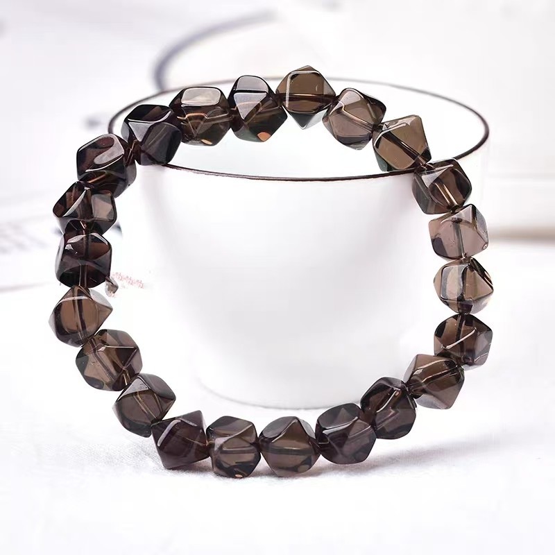 Natural Smoky Quartz Round Bead Bracelet Adult Collector’s Item