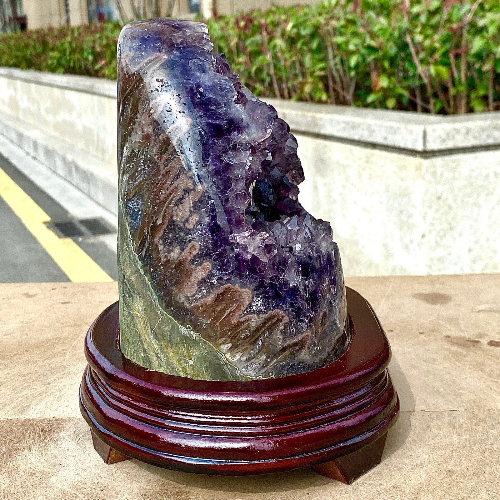 10.34LB Natural Uruguayan Amethyst Quartz Cave Geode Crystal Healing+base