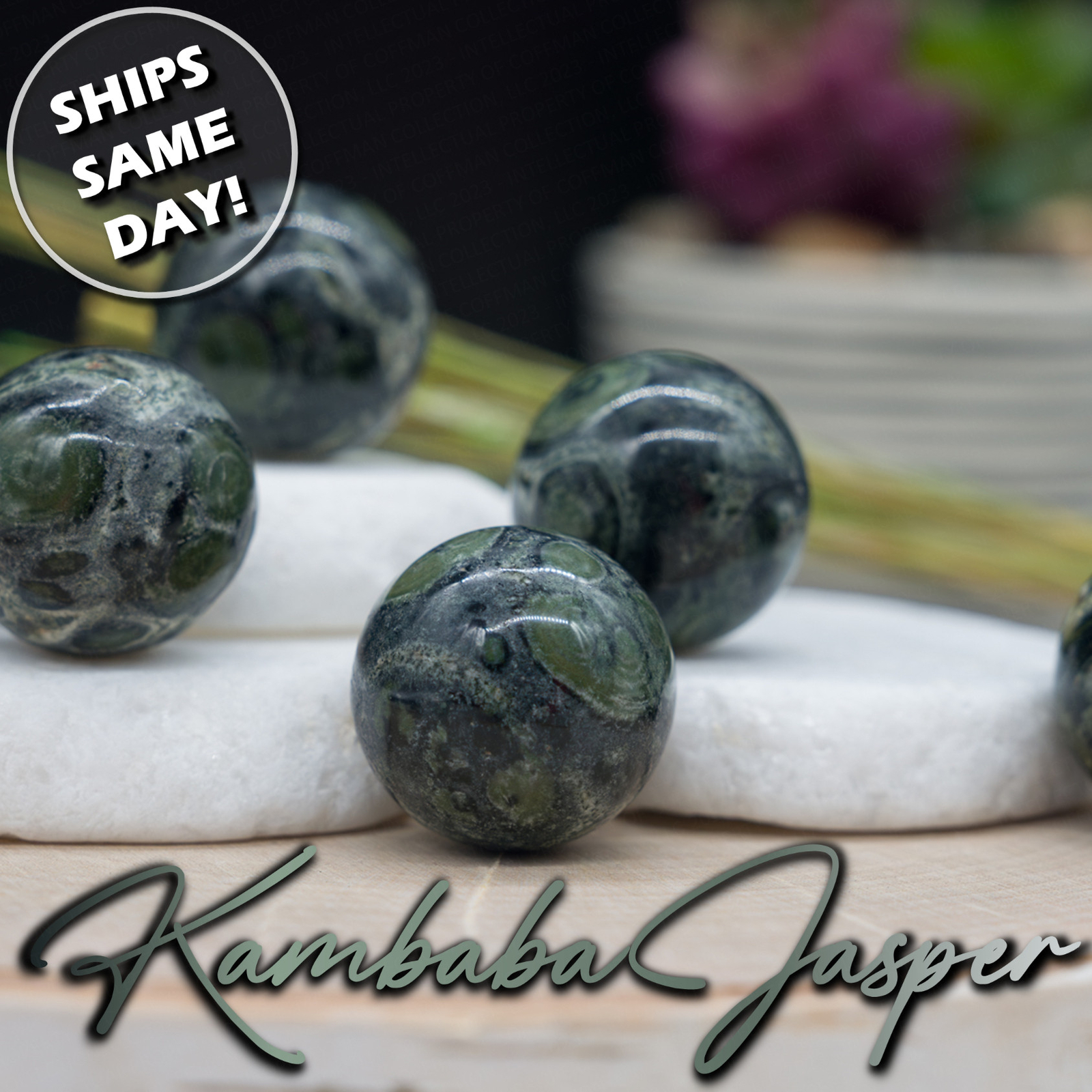 Kambaba Jasper Crystal Sphere Green Ball Decoration Wedding Table Decor Altar