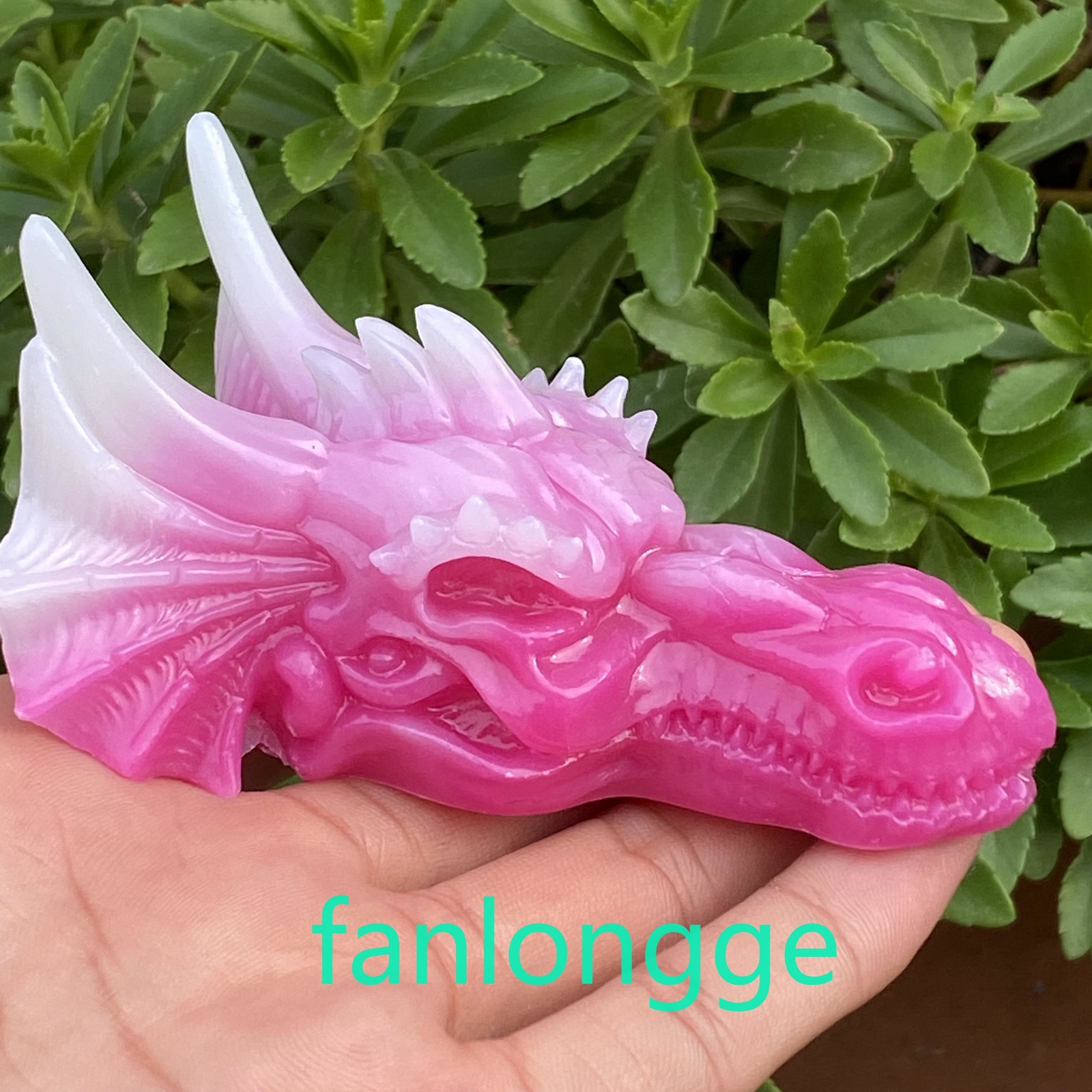 3.5″ Luminous Stone Pink Dragon skull Carved Quartz Crystal Gift Healing 1pc