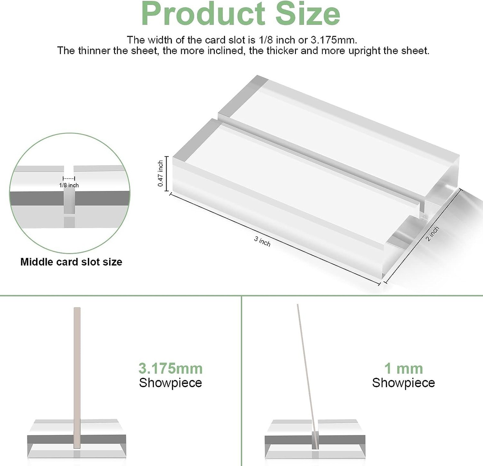10 Pack 3″ Clear Acrylic Stand with 1/8” Slot | Transparent Acrylic Holder