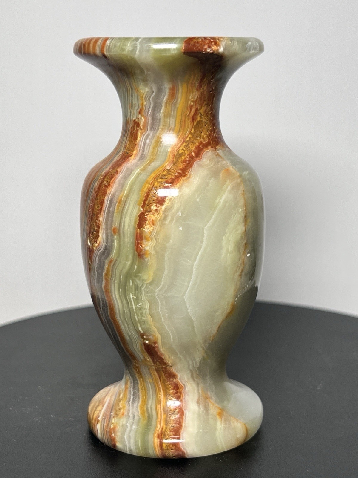 White & Green Calcite 3 Piece Set – Vase, Owl, & Star – see description for info