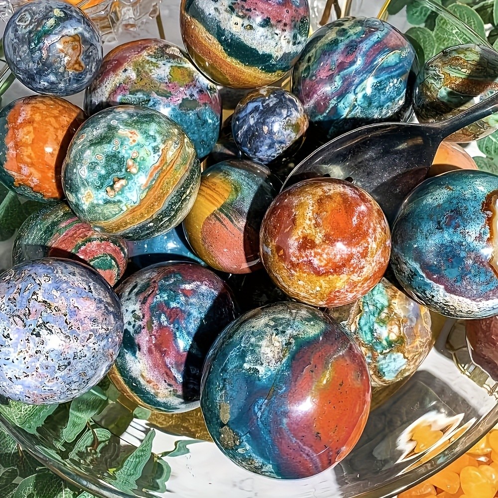 Random Natural Ocean Jasper Crystal Sphere Quartz Ball Healing Reiki Decor Gift
