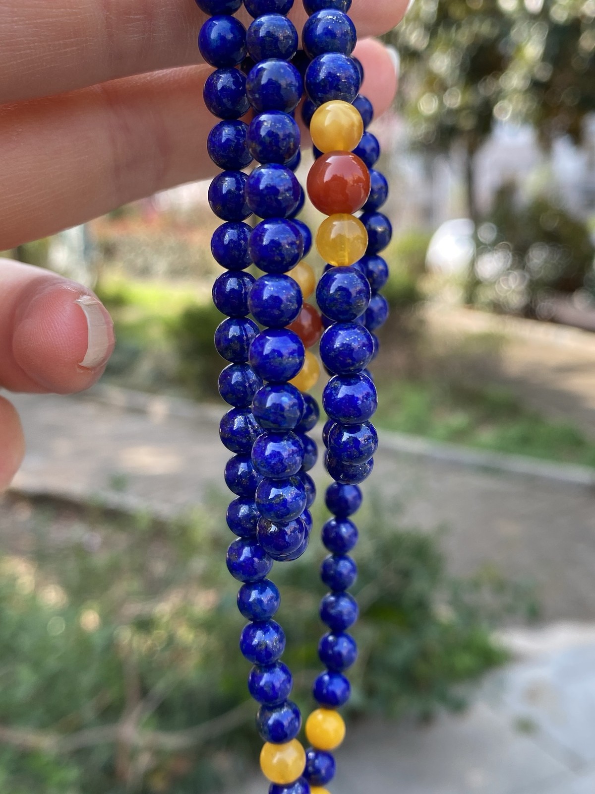 Imperial Blue Lapis Bead Nanhong Pearl Turquoise Ethnic Layering Neck Chain
