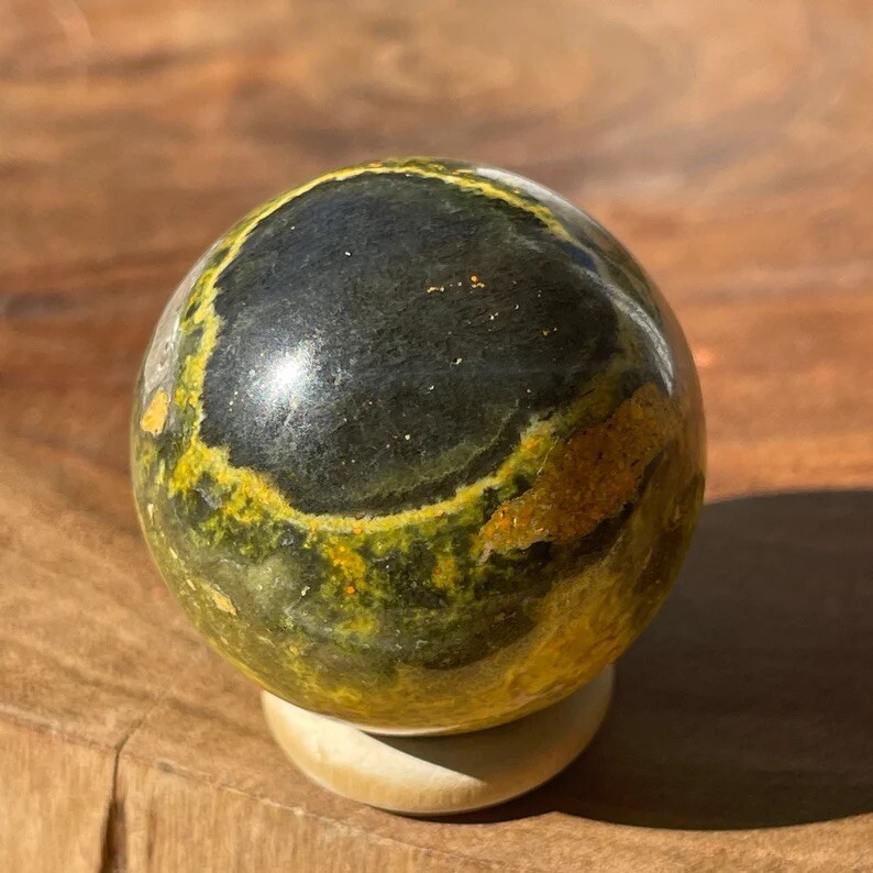 Bumblebee Jasper Crystal Sphere #W- 37mm Black yellow jasper Indonesia Old Stock