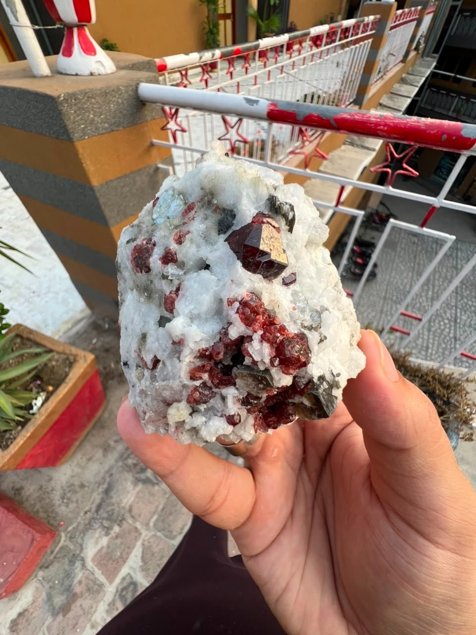 Natural Red Garnet Crystal Cluster In Feldspar Mica Specimen | Skardu Pakistan.