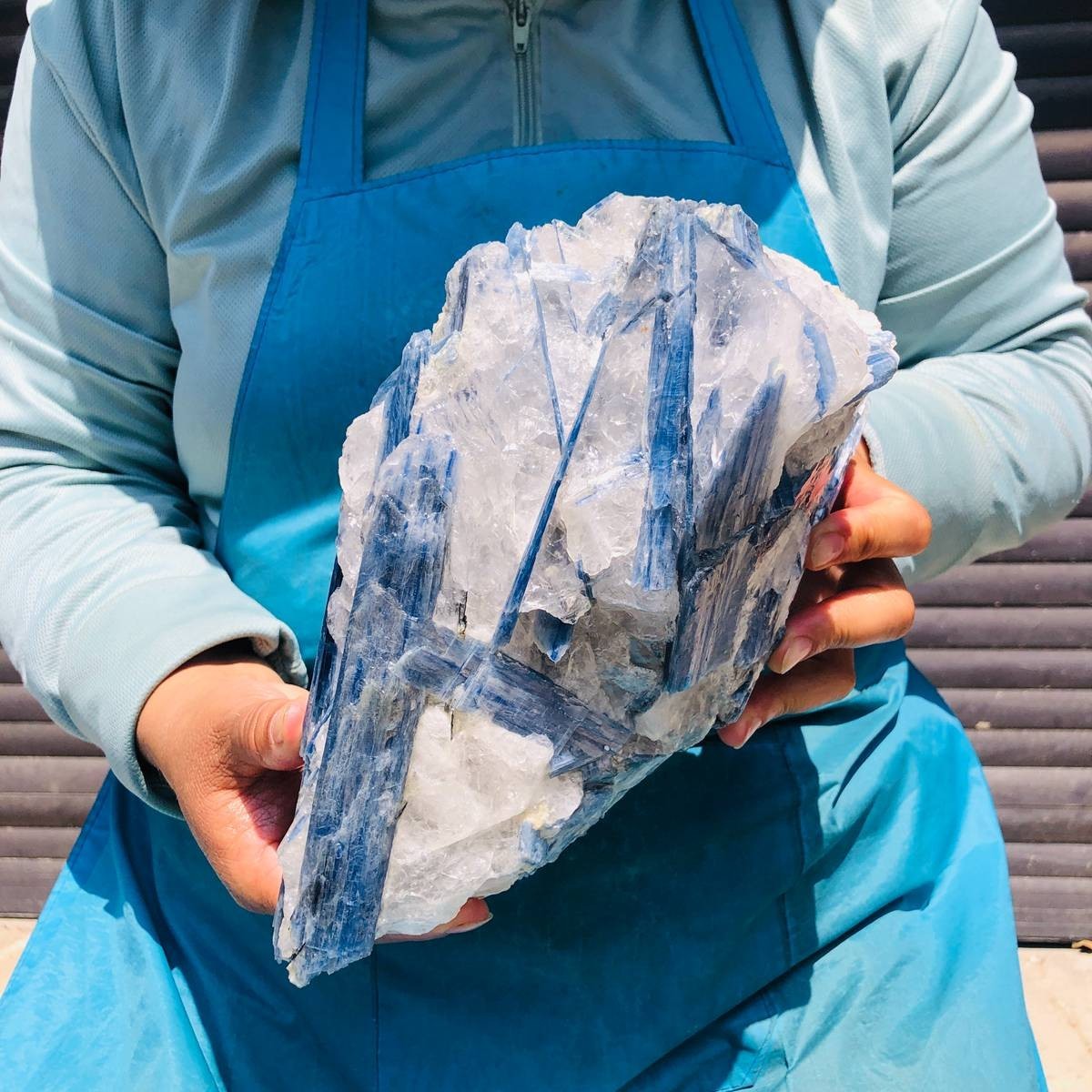 9.46LB Natural Blue Kyanite Cluster with Clear Quartz Matrix Crystal Specimen