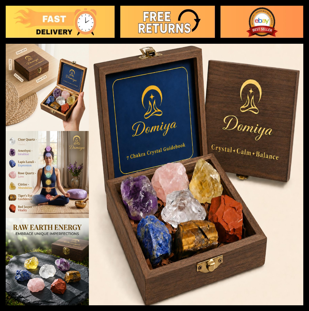 7 Chakra Healing Crystals Set for Meditation & Energy Alignment – Raw Amethyst,