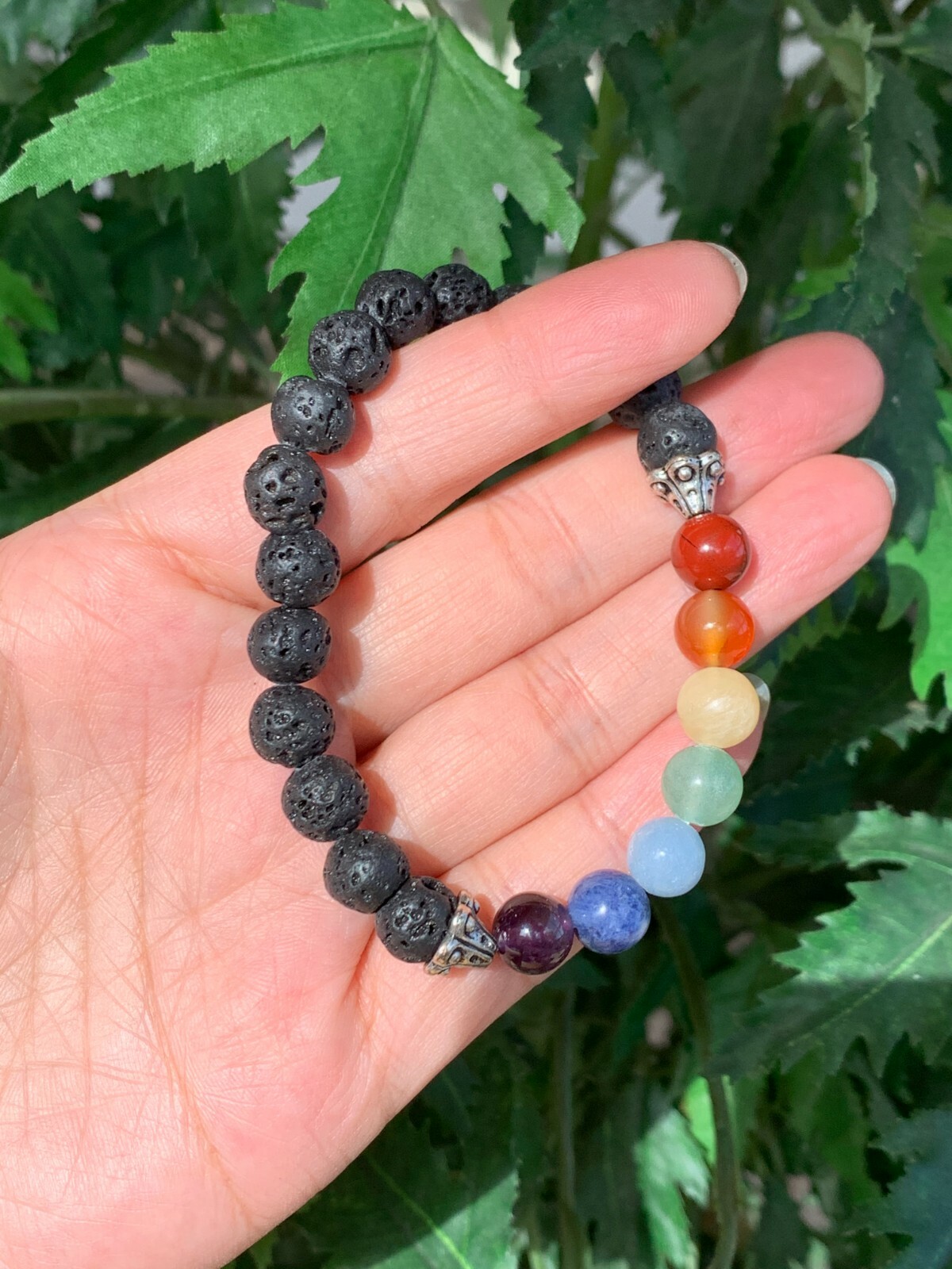 Lava Rock & 7 Chakra Stone Bracelet 8mm, Genuine Gemstone Bead, Wholesale Bulk