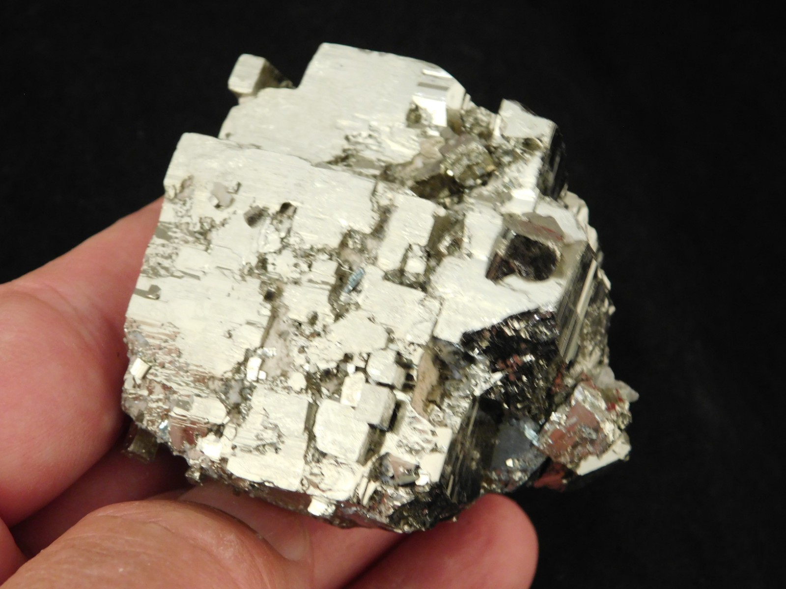LARGER 100% Natural STEPPED PYRITE Crystal CUBE Cluster Huanzala Mine Peru 317gr