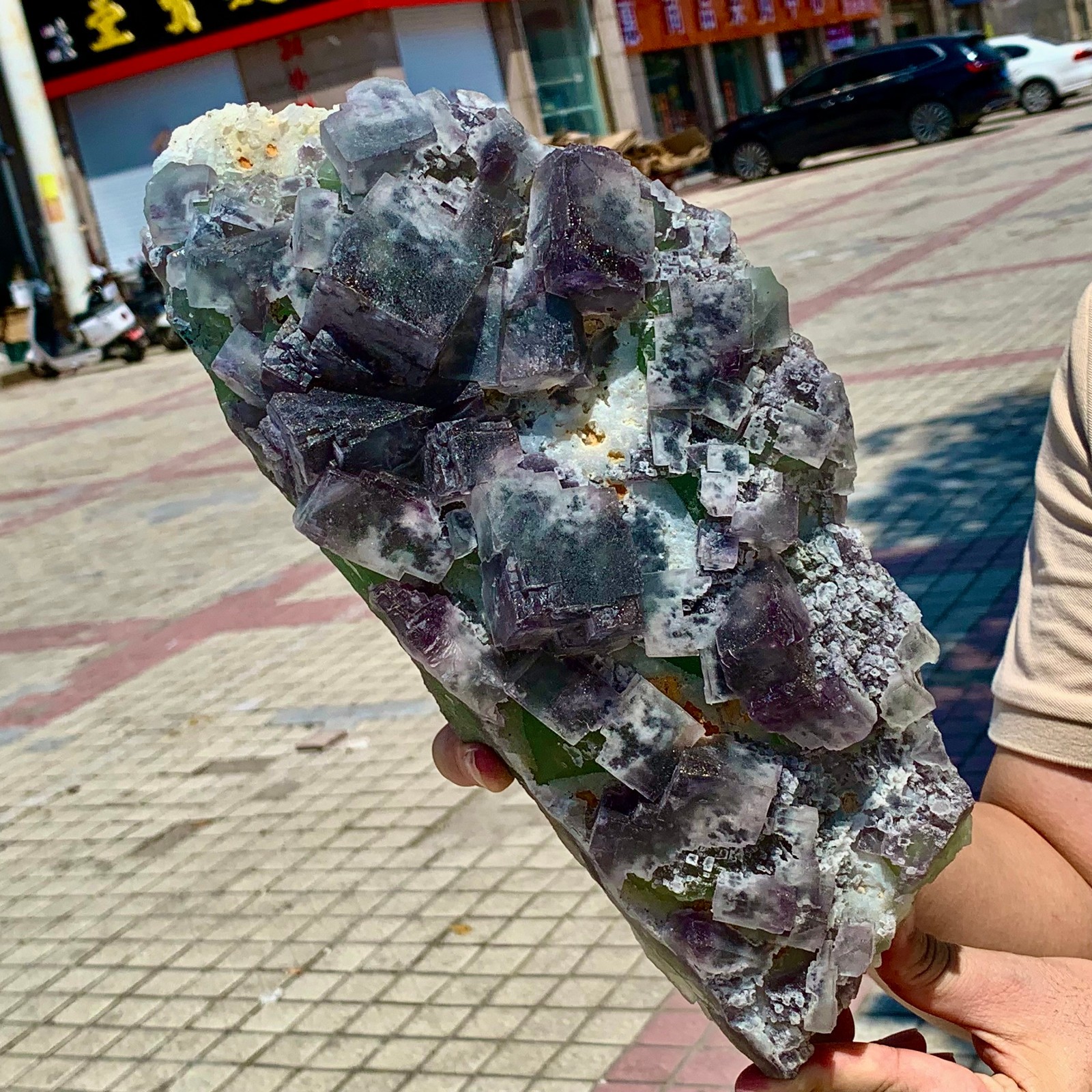 11.41LB Rare Purple Green cubic fluorite mineral crystal sample/Zhejiang, China