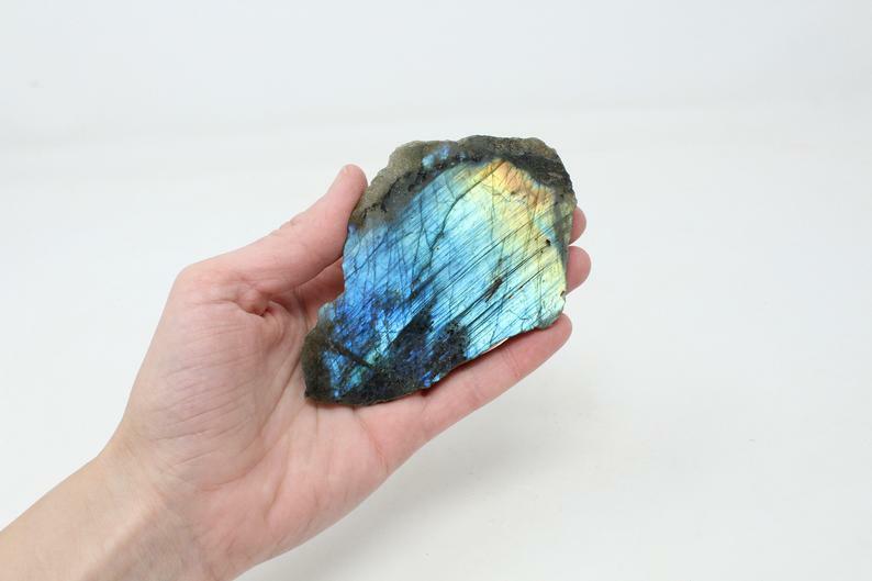 Natural Labradorite Slab, Rough Labradorite Crystals, High Flash, Labradorite