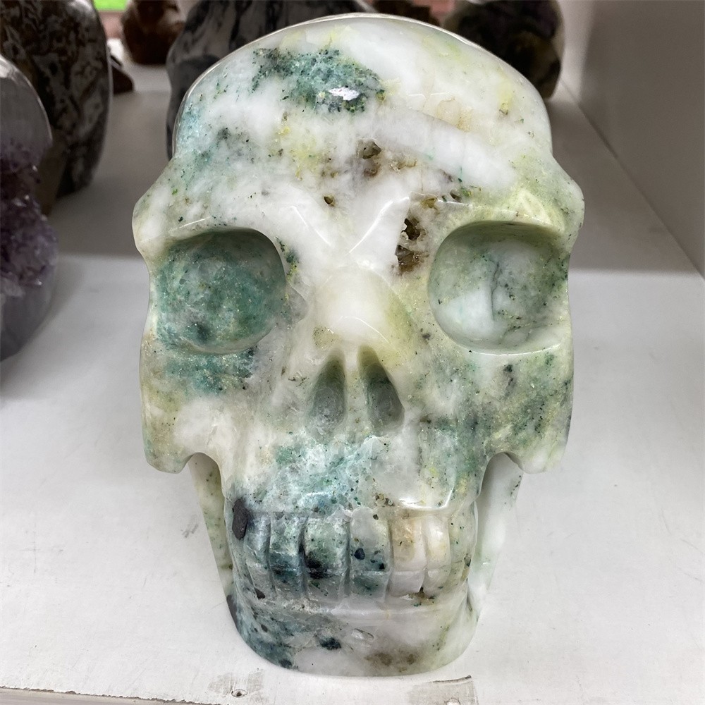 Customized Random1pc 24.9LB 8.4″ Large Phoenix Stobe/Chrysocolla Skull Crystal