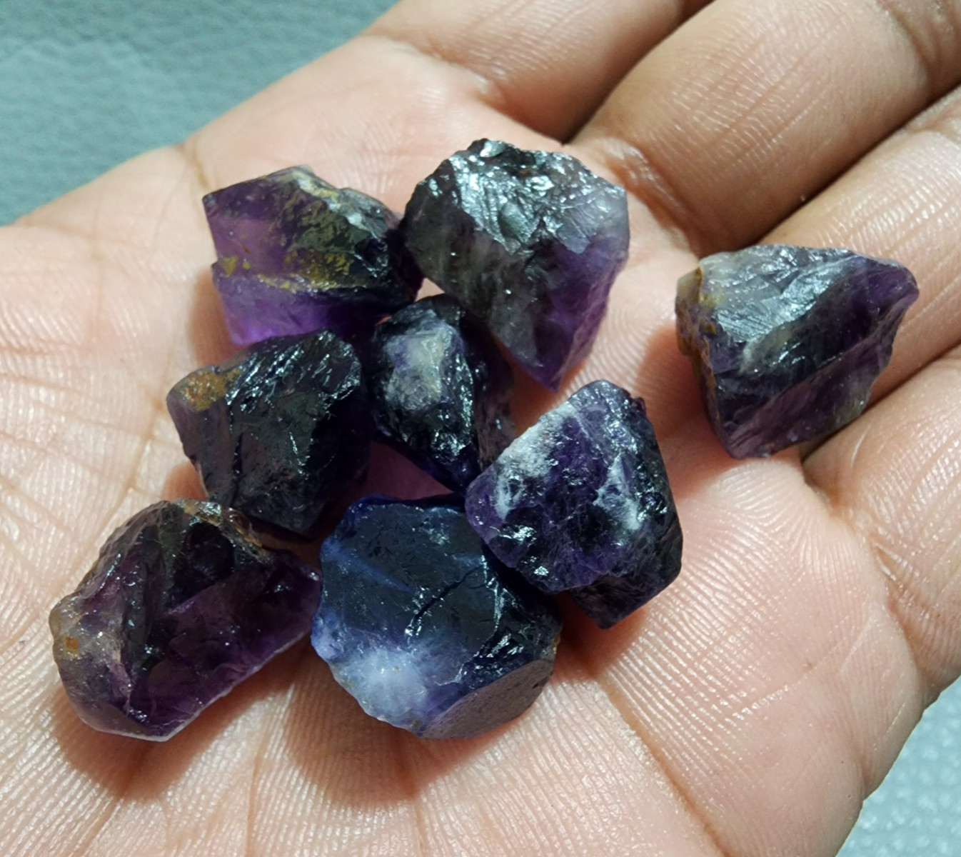 8 Pcs Beautiful Purple Amethyst Rough Gemstone Raw Size 17-21 MM Crystal Rough