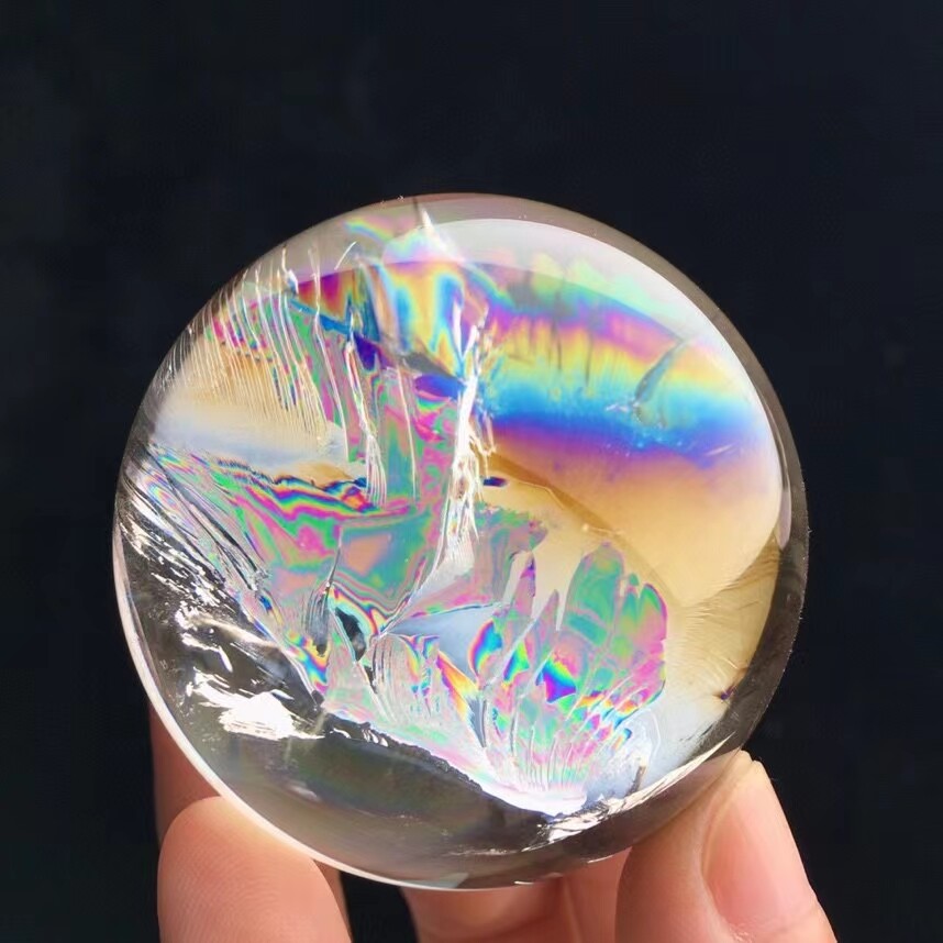 Top Natural Clear Quartz Sphere Rainbow Crystals Ball Healing 160g/5cm