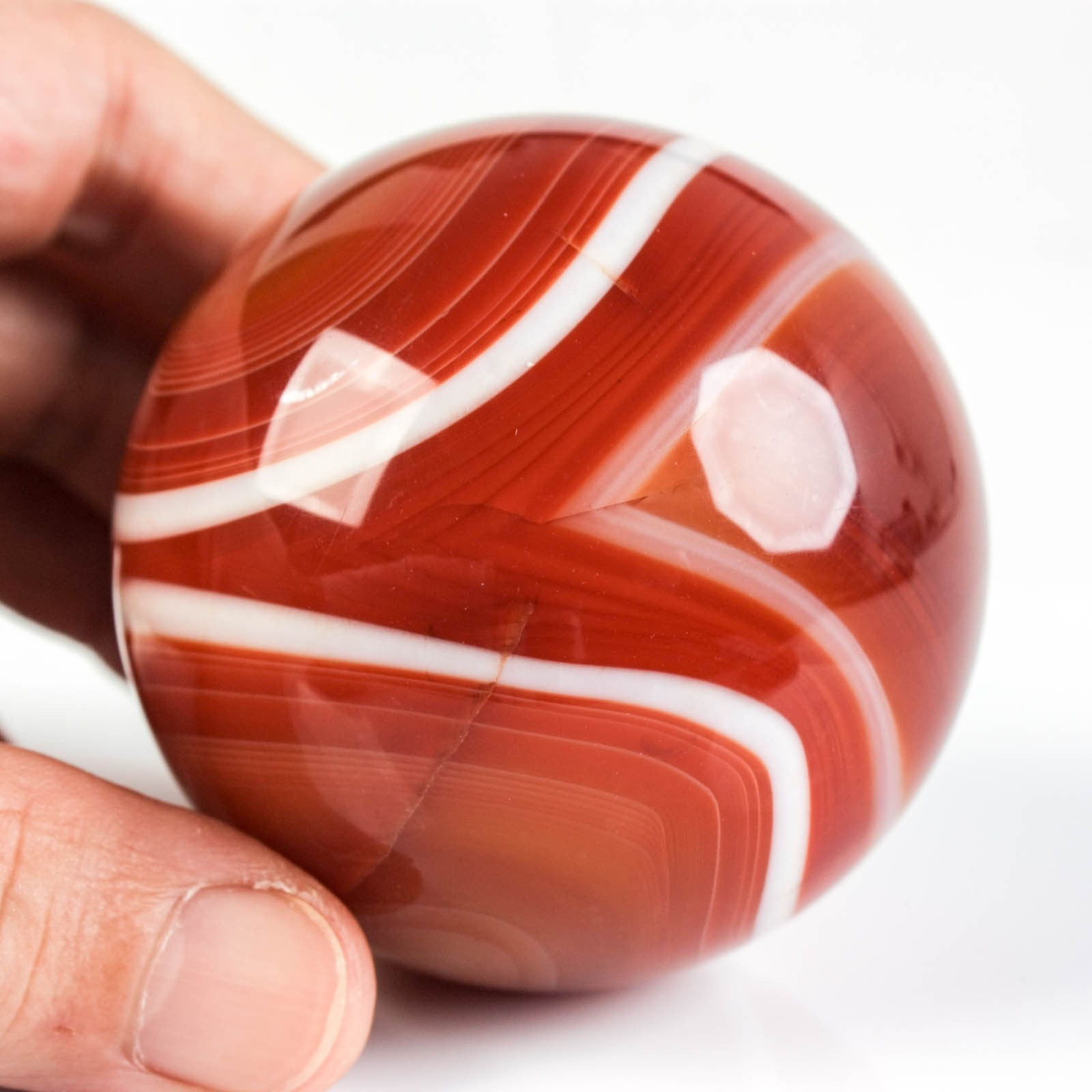 2.4″ 11.25oz Banded Carnelian Agate Sphere Crystal Ball Natural Mineral Specimen