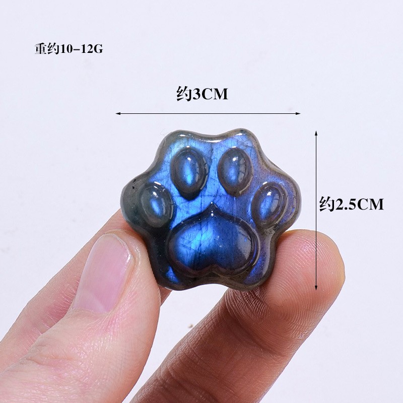 Natural Crystal Blue Light Moonstone Nine Tailed Fox Rose Ornament