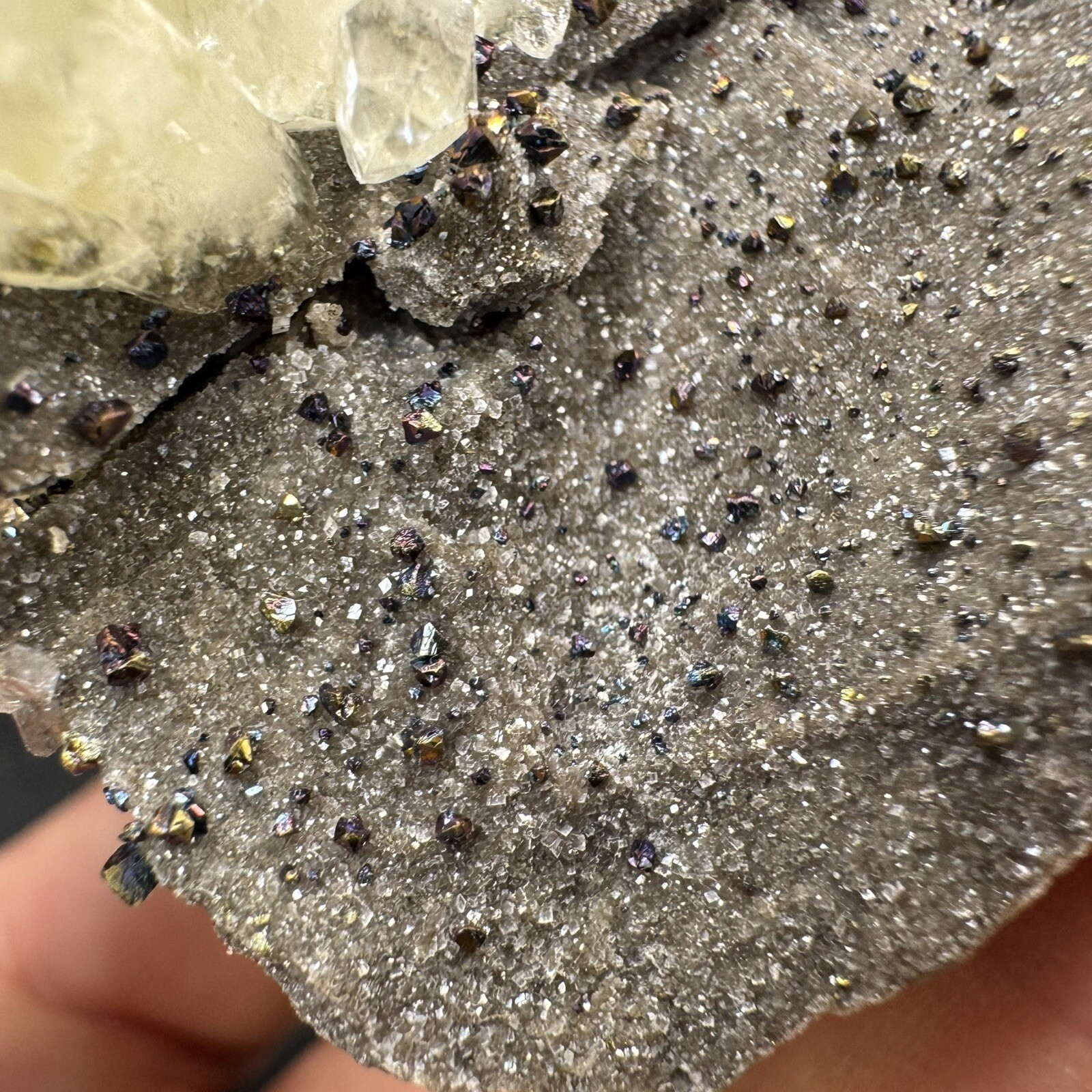 Golden Calcite Crystals with Chalcopyrite on Matrix / Missouri