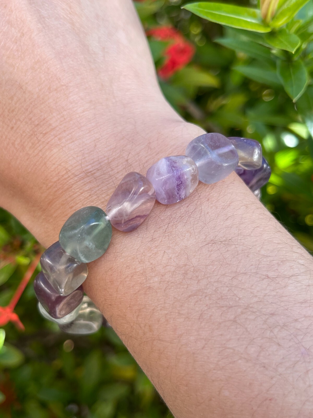 Grade A++ Fluorite Nugget Bracelet, Genuine Fluorite Gemstone Nugget Bracelet