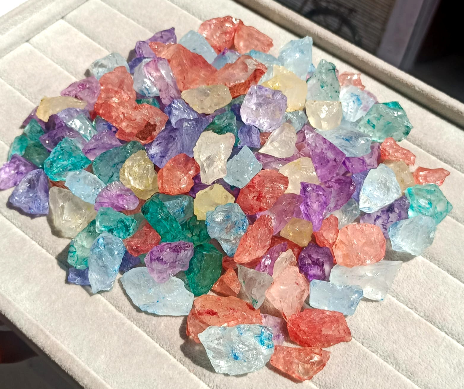 100% Natural Crystal rough Dye In Mix Color Lot 5 pcs lot- 20-35 mm size