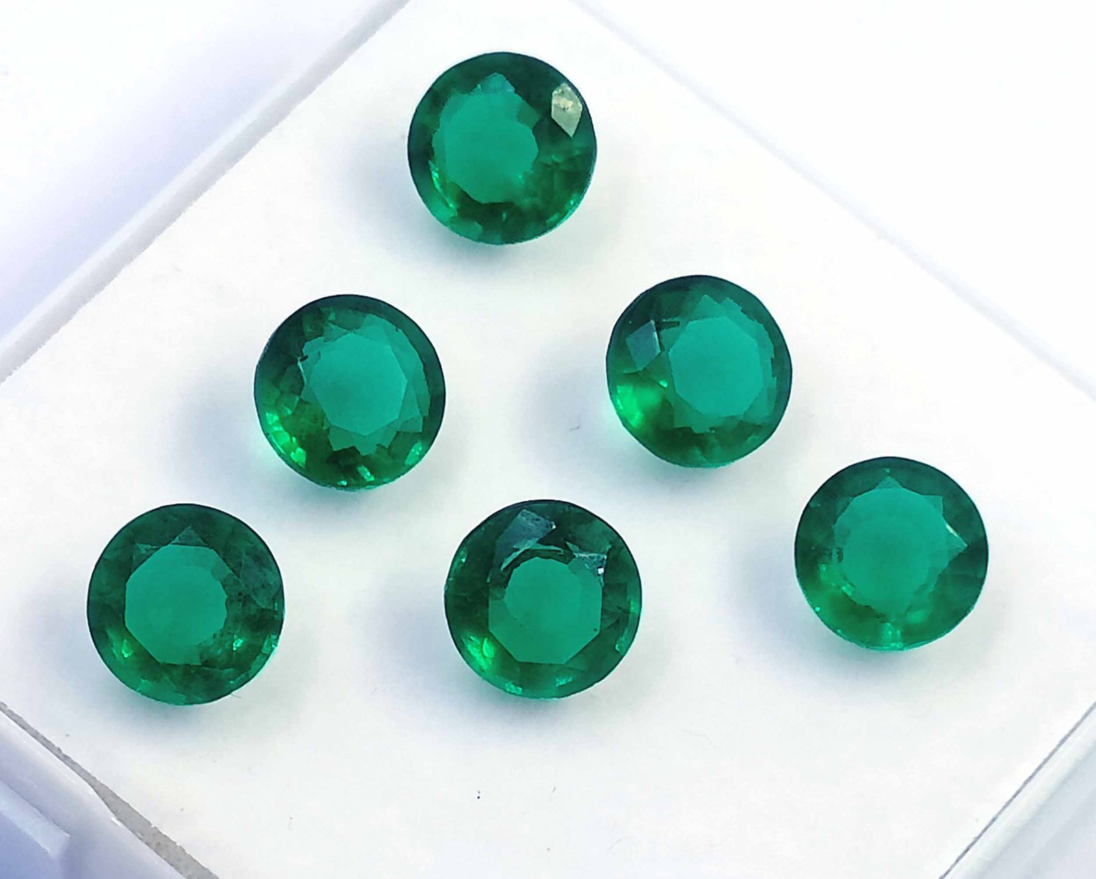 6 PCS Natural Green Emerald Round Cut 8 x 5 mm Lot IGL Loose Gemstone 6GHB