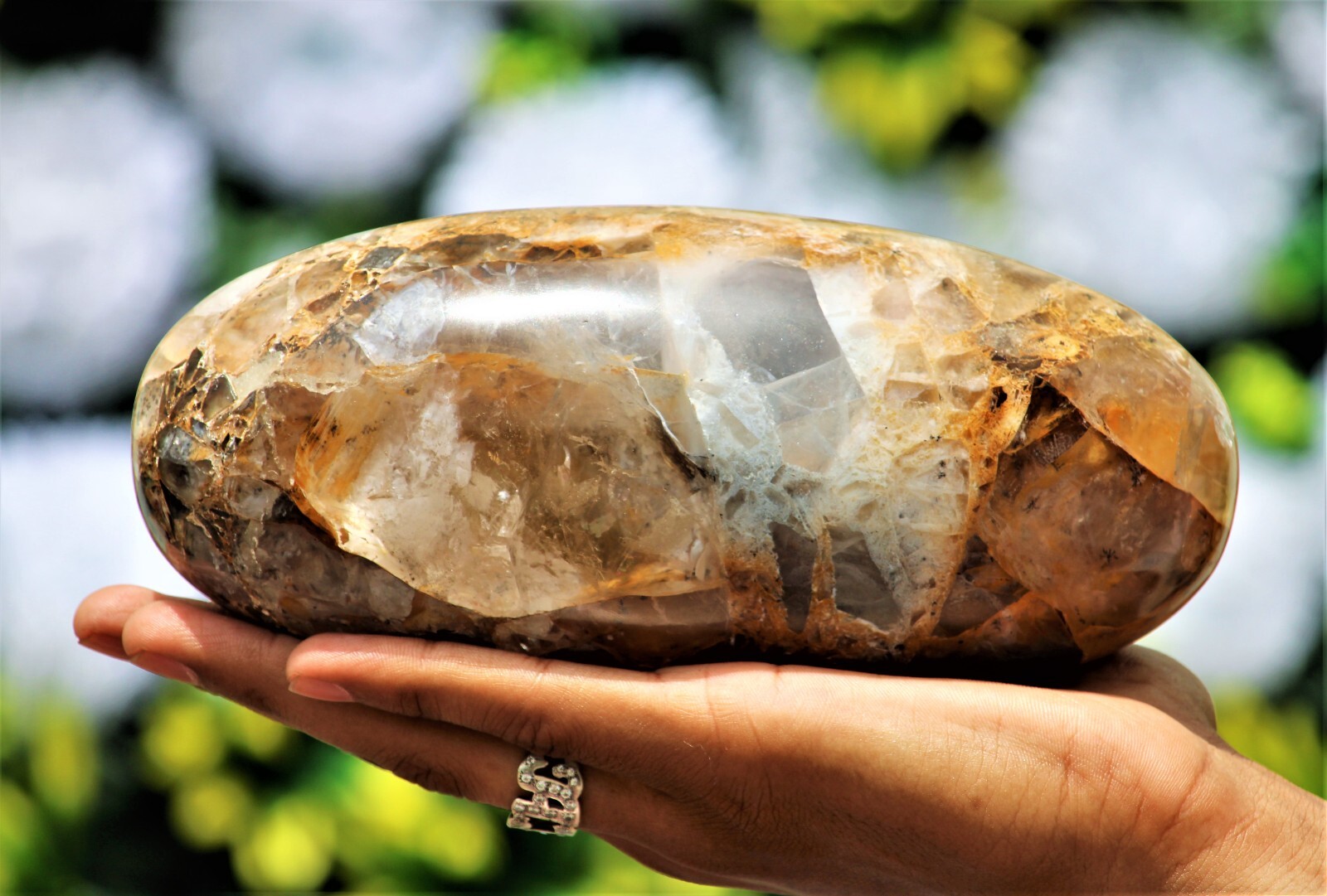 Large 180MM Fire Quartz Stone Healing Charged Metaphysical Sacral Chakra Lingam