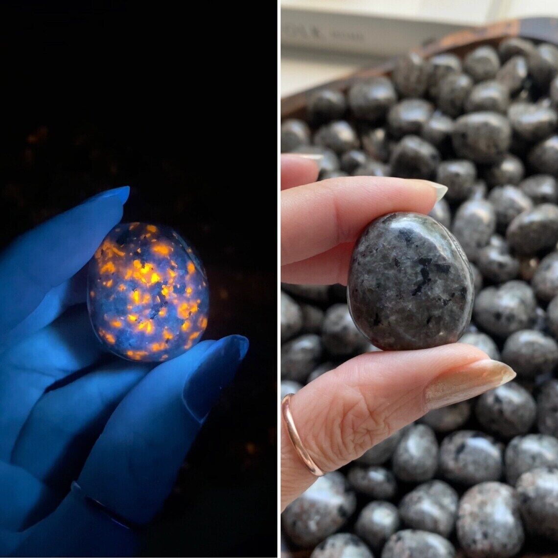 USA Natural Yooperlite UV Fluorescent Glowing Fire Rocks Flame Tumbled Stone