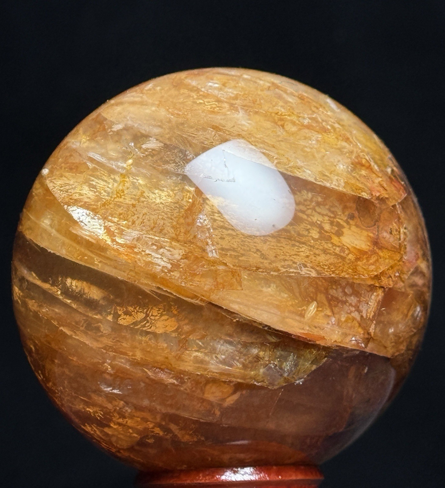 61mm FIRE QUARTZ SPHERE – Red Hematoid Crystal Ball Mineral Chakra Reiki Witch
