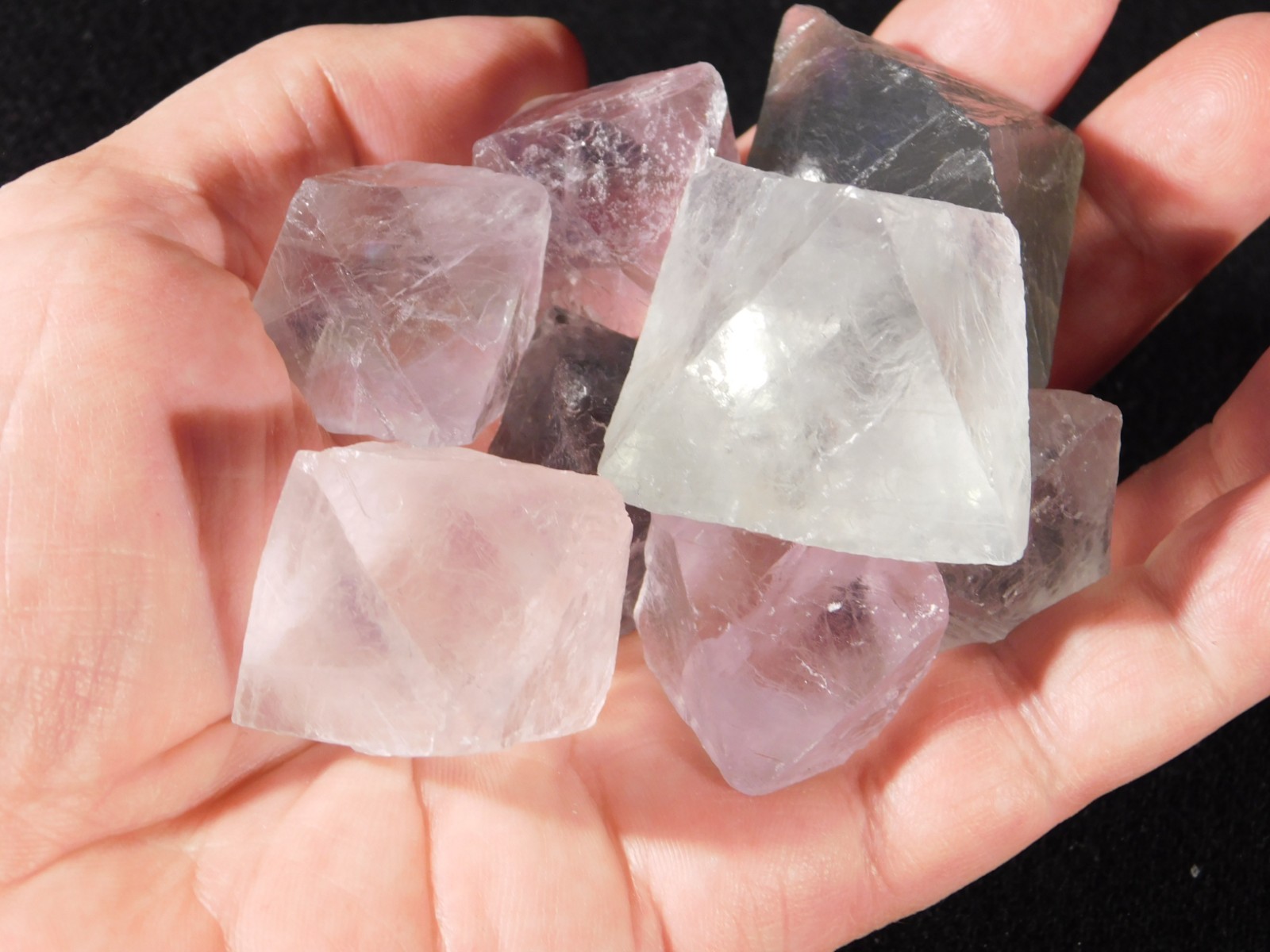 Big Lot of EIGHT! Translucent Octahedron FLUORITE Crystals From China 341gr