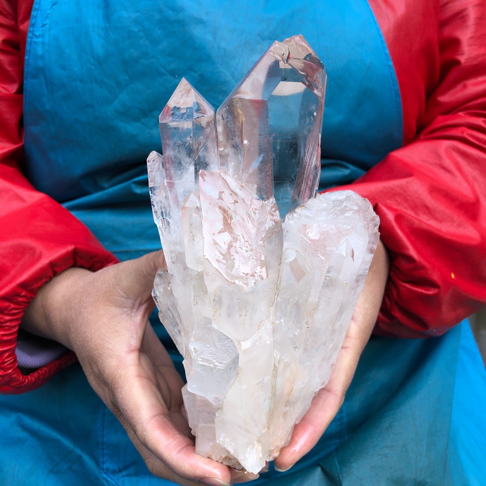 2 pieces 4.99LB Natural Transparent White Quartz Crystal Cluster Specimen 3519