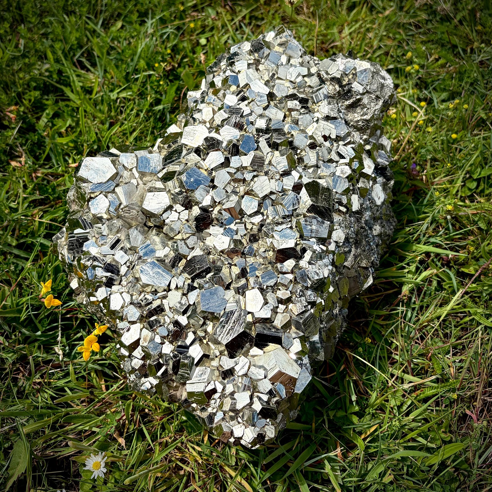 XXL Peruvian Pyrite Crystal Cluster | Fool’s Gold Mineral | Interior Design