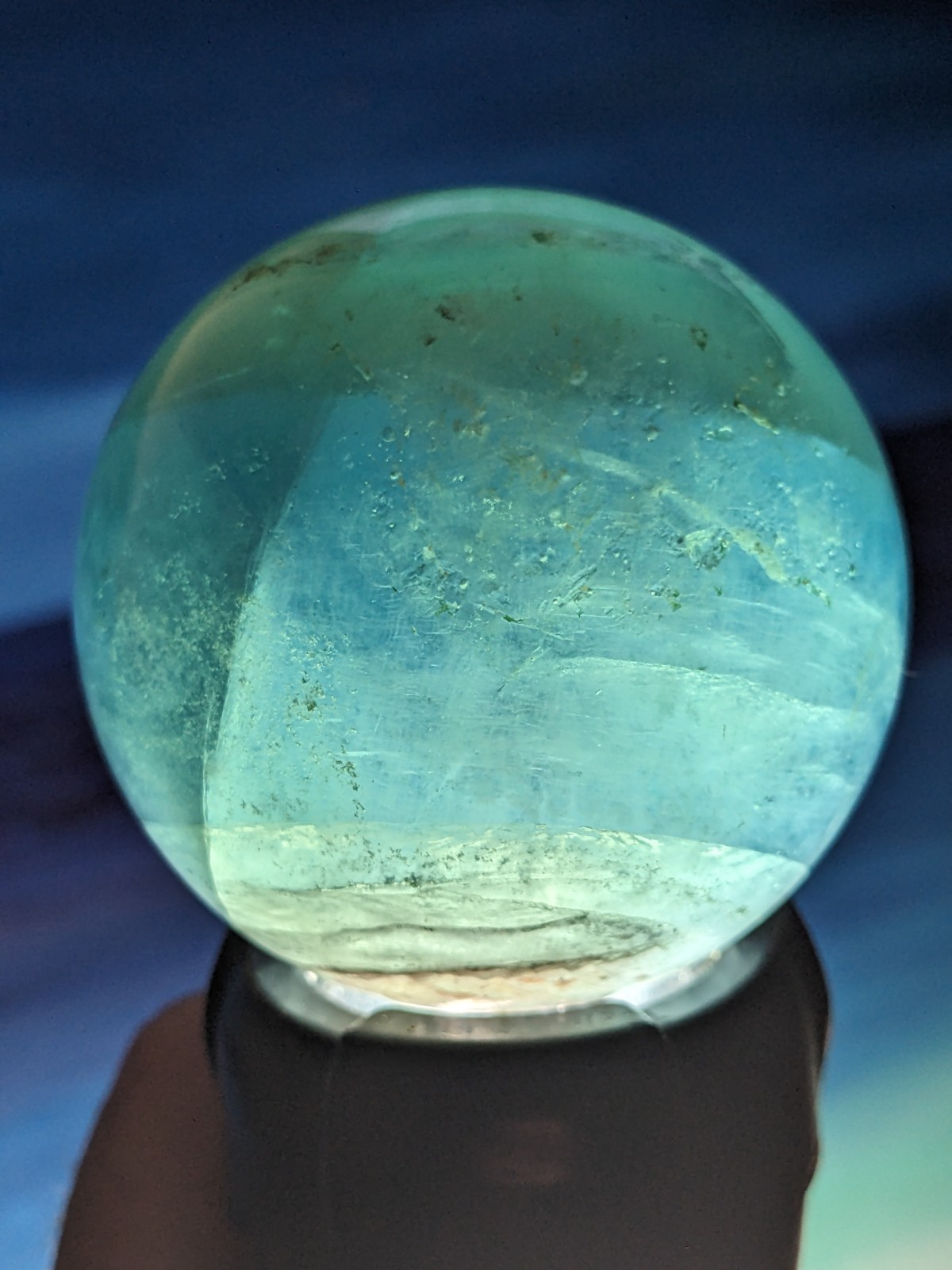2.25″ Green And Blue Fluorite Sphere With Stand Free Shipping