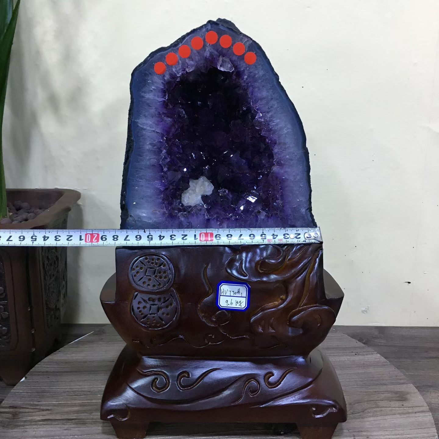 21.1LB Top Natural Amethyst Geode Quartz Cathedral Healing Decor +Stand