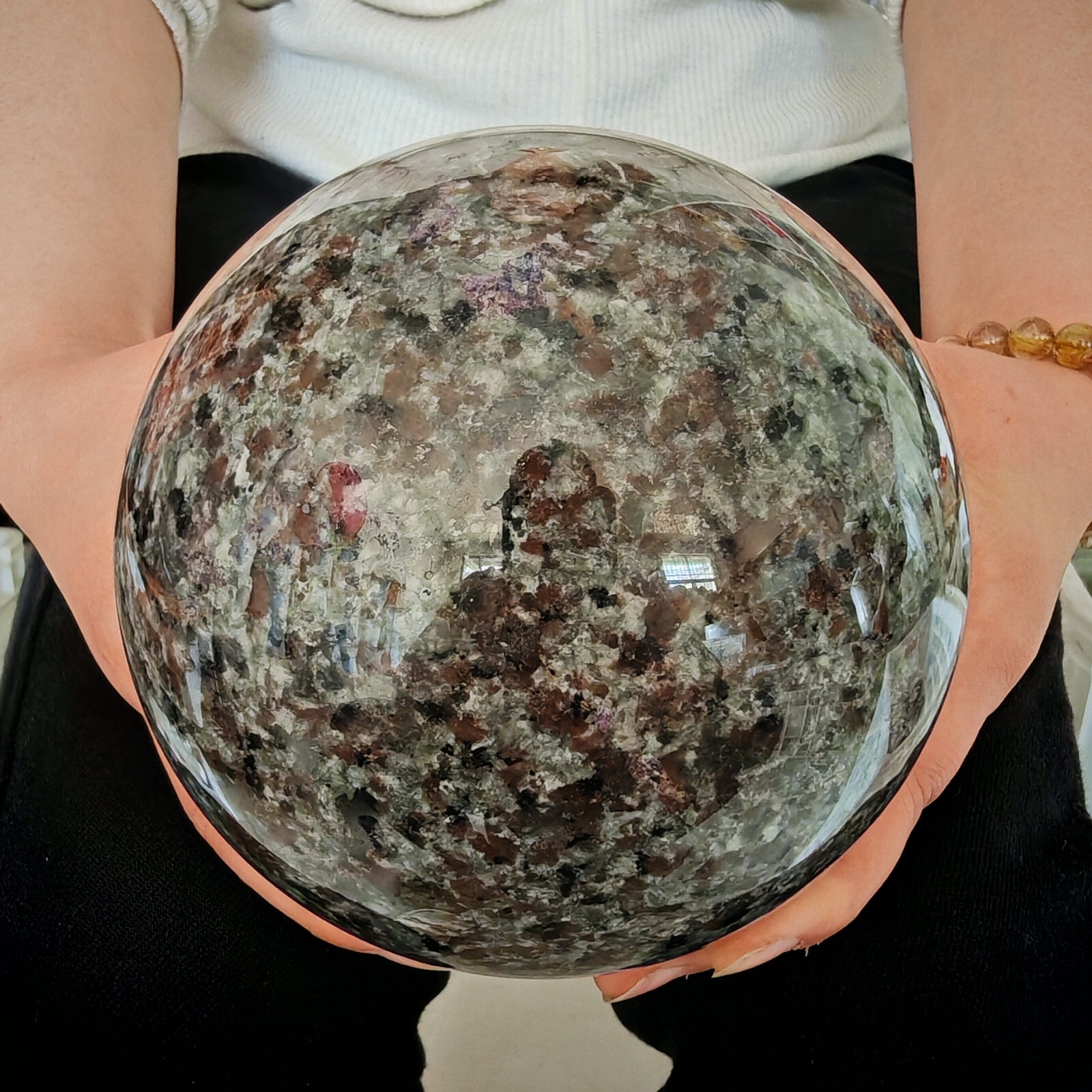7.15LB Natural Flame Stone Ball Body Crystal Ball Spiritual Healing 3250g