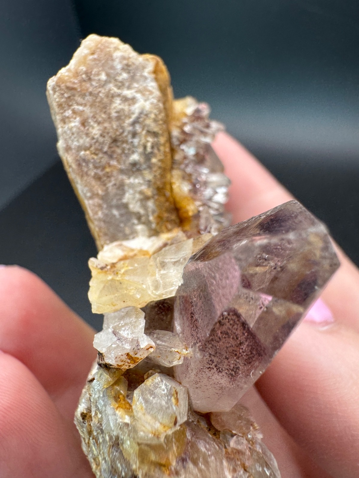 6788 Sunset Phantom Quartz Cluster with Nice Hematite Inclusions India 125g