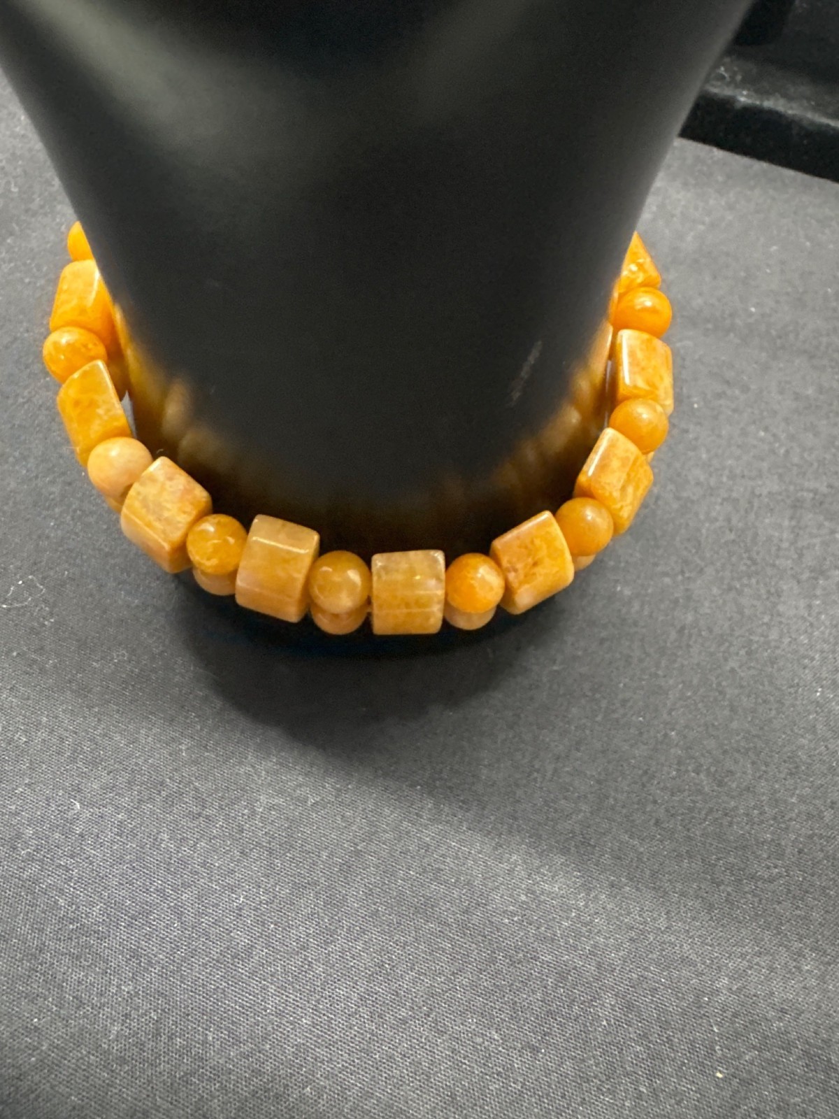 Quartz Butterscotch Egg Yolk Natural Polished Healing Stone Stretch Bracelet