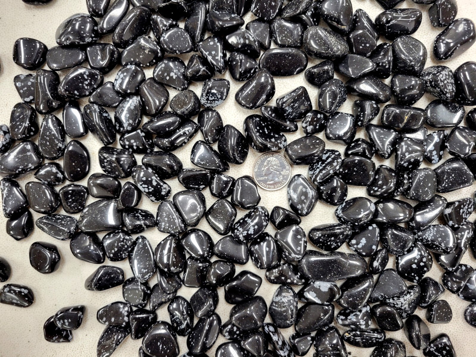 TUMBLED SNOWFLAKE OBSIDIAN CRYSTAL STONES JEWELRY SIZE BULK FROM SOUTH AFRICA