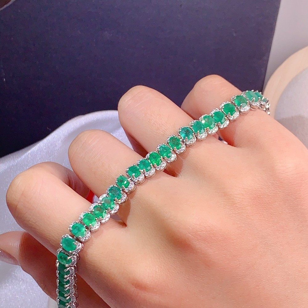 Natural Highquality emerald bracelet Gemstone Jewelry S925Silver Plated18K Gold