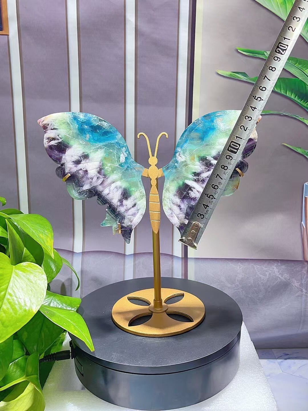 1pc Natural fluorite butterfly wings Crystal wings carving Home decor