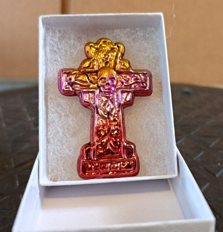 Red/Gold/Purple Bismuth Ore Celtic Cross Crystal Mineral Specimen Healing 1PC
