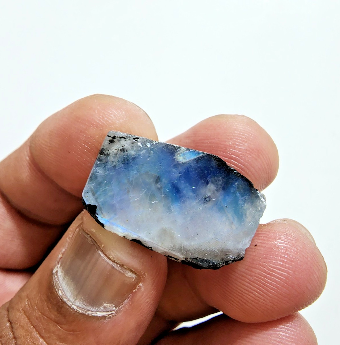 31 Crt Wonderful Blue Fire White Rainbow Moonstone Rough Loose Gemstone Jewelry