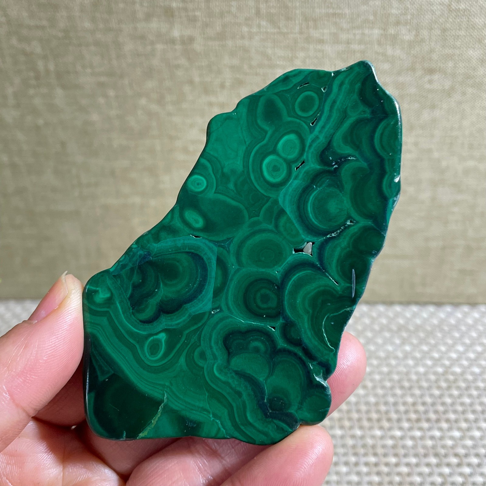 72g Genuine Malachite Slice Slab, Home Decor