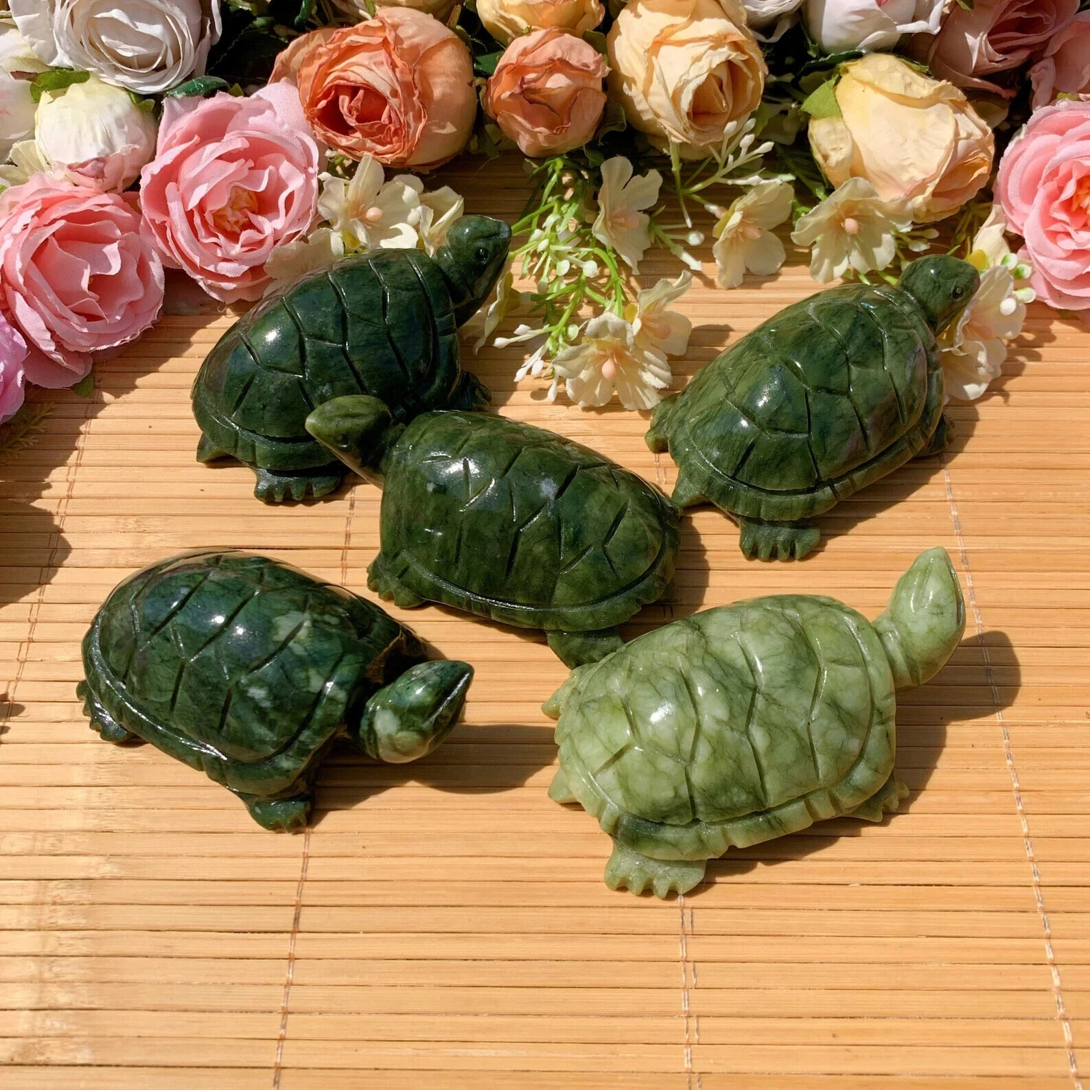 Natural Green Jade Turtle Crystal Carving Healing Gemstone Sculpture 8cm Gift
