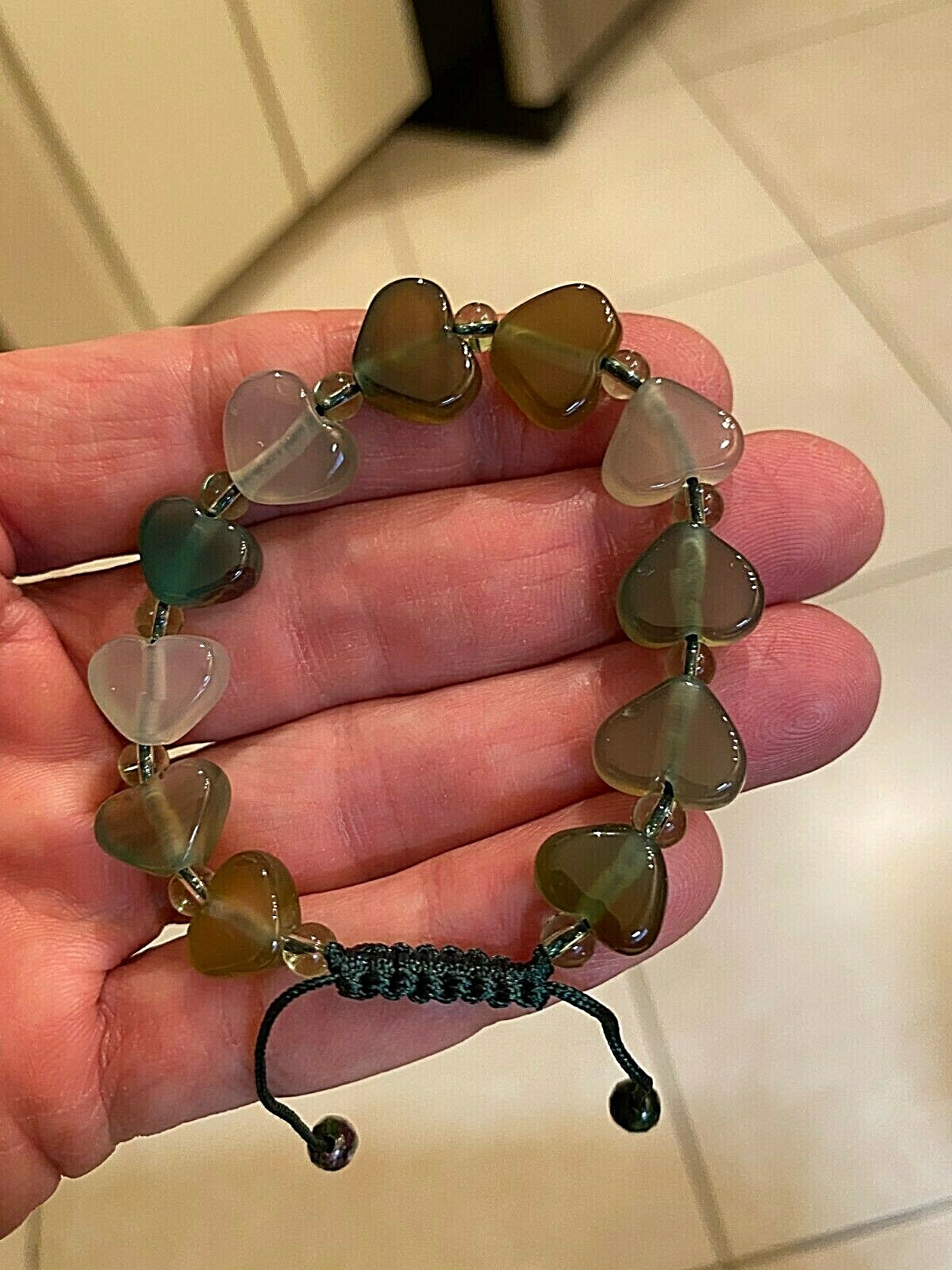 Green Agate & Ruby In Zoisite Crystal Heart Tibetan Style Shamballa Bracelet