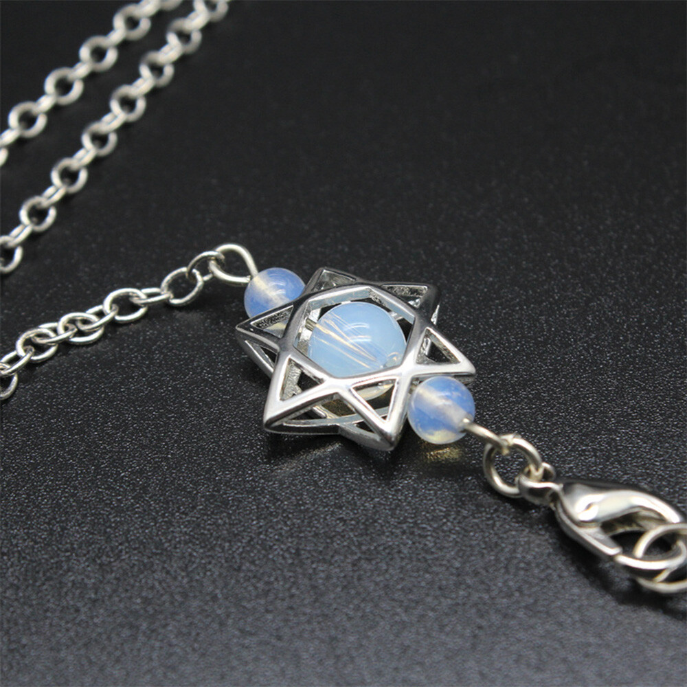 Crystal Point Prism Pendulum with Dream Catcher Merkaba Star for Dowsing Pendant