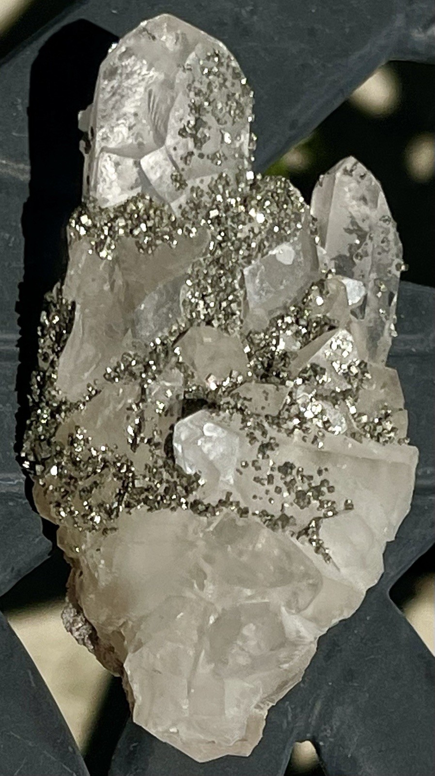 Quartz & Pyrite 2.7cen L X 3.5cen W X 3.3cen H 97.53 Grams China Free Shipping