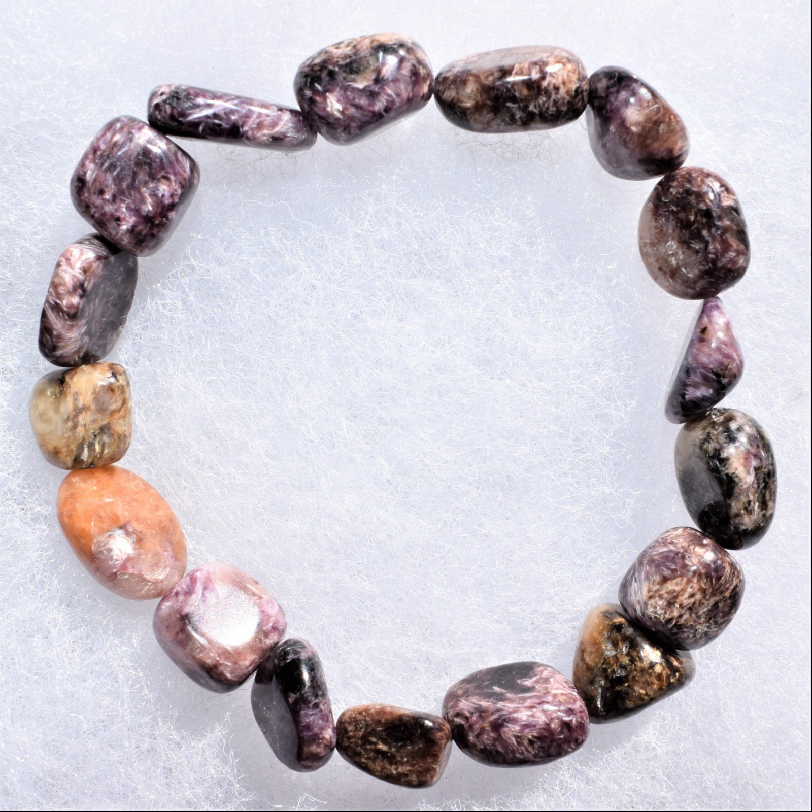CHARGED Natural Charoite Crystal Nugget Bead Bracelet Stretchy ENERGY REIKI